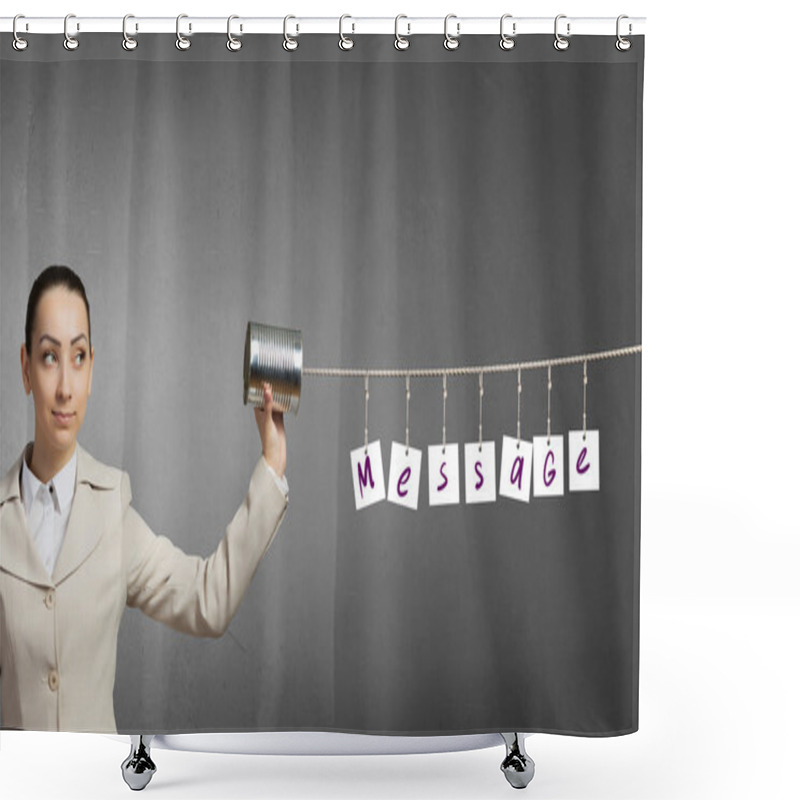 Personality  Woman Using Deaf Phone Shower Curtains