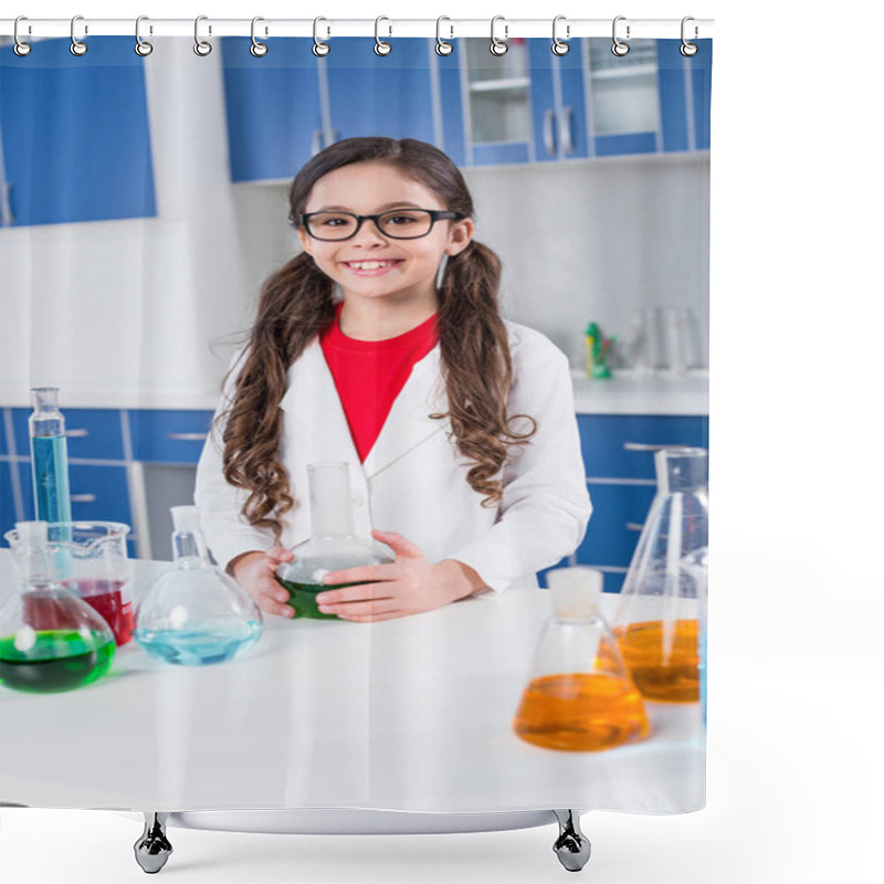 Personality  Little Girl In Chemical Laboratory Shower Curtains