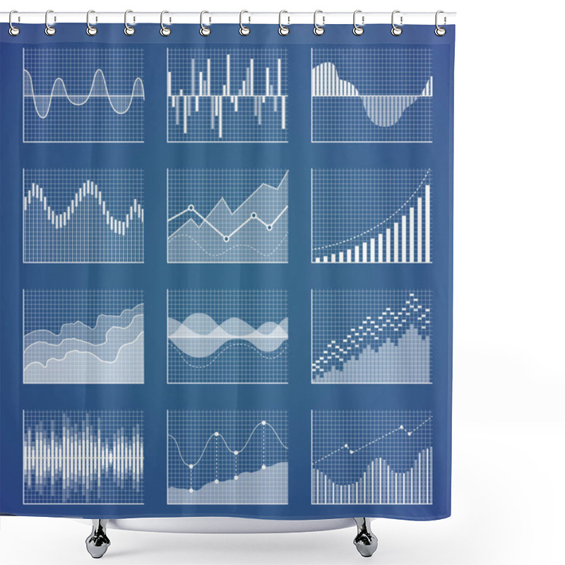 Personality  Graphics On Coordinate System With Grid Collection Shower Curtains