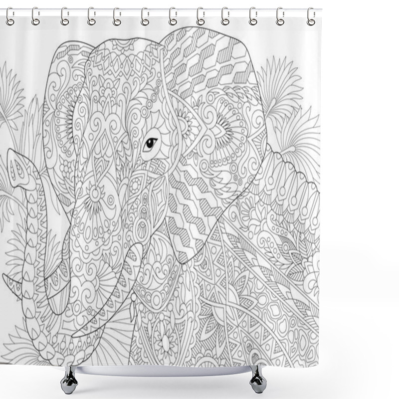 Personality  Zentangle Stylized Elephant Shower Curtains