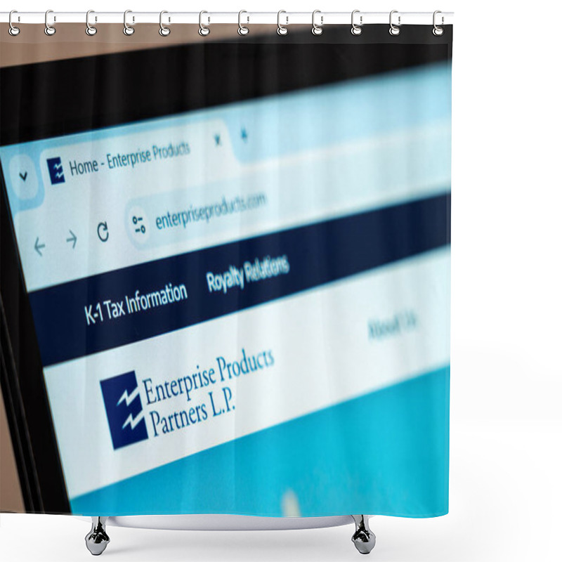 Personality  New York, USA - January 07, 2025: Enterprise Products Partners Website Displayed On Computer Screen Showcasing Energy Infrastructure And Natural Gas Solutions Shower Curtains