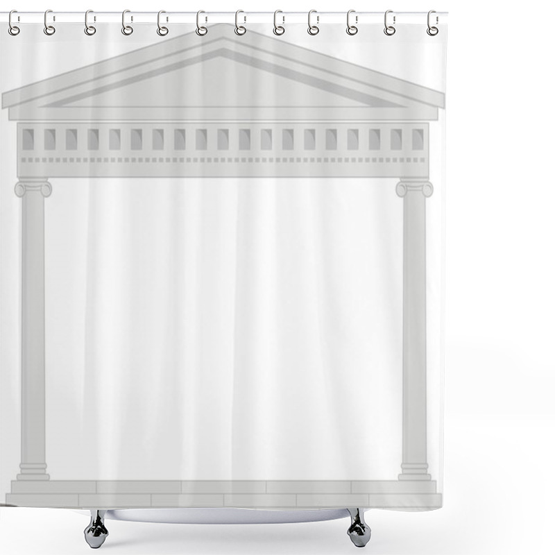 Personality  Vector Illustration Of Architectural Element - Portico (Colonnade), An Ancient Temple: Grey, Isolated, White Background Shower Curtains