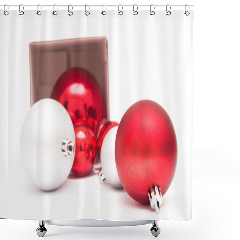 Personality  Christmas Balls Out Of A Gift Box Shower Curtains