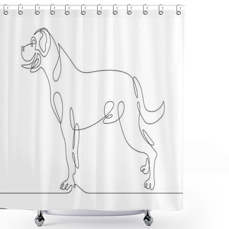 Personality  One Line Dog Shower Curtains