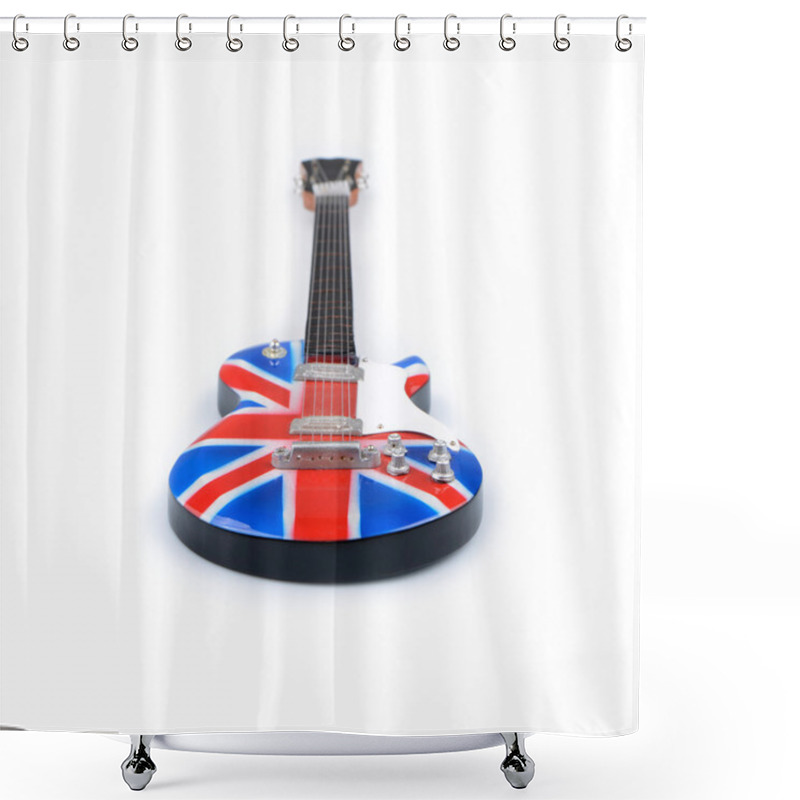 Personality  Britain Flag Guitar Isolated On White Background Shower Curtains