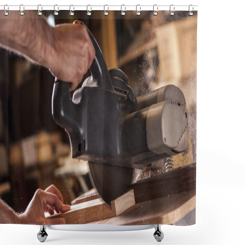 Personality  Compound Mitre Saw Shower Curtains