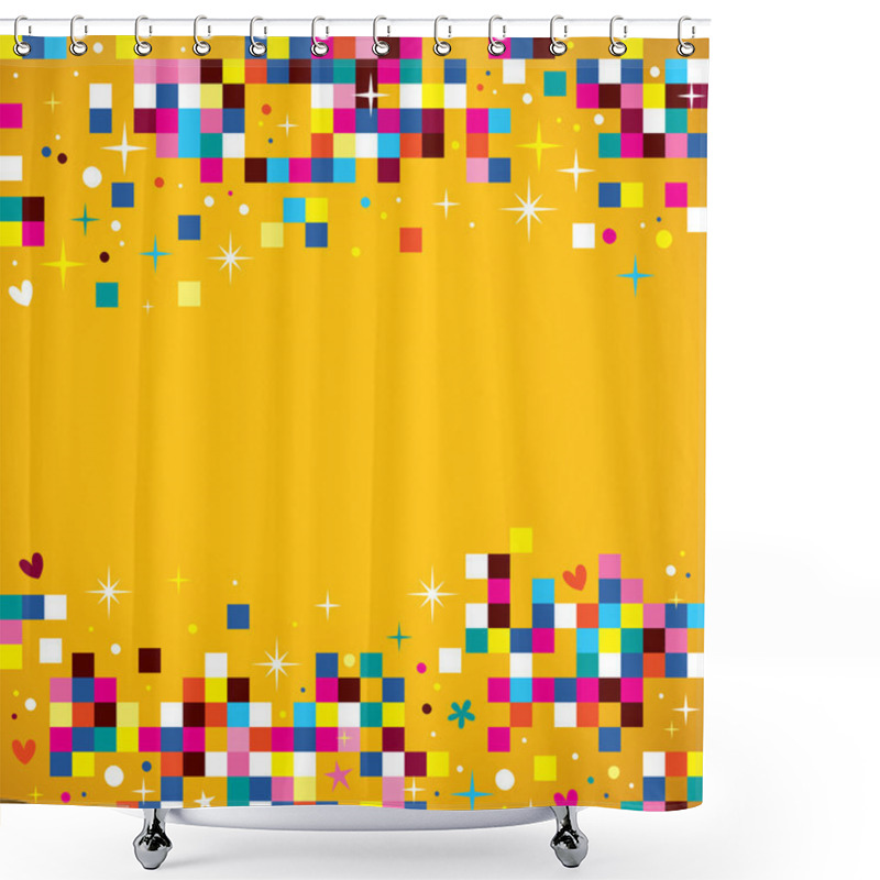 Personality  Fun Pixel Squares Background Design Element Shower Curtains