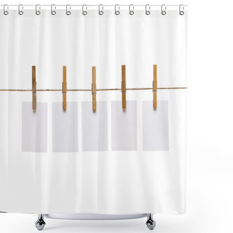 Personality  Clothes Peg And Note Paper On Clothes Line Rope Shower Curtains