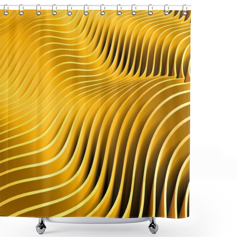 Personality  3d Wavy Lines On White Shower Curtains