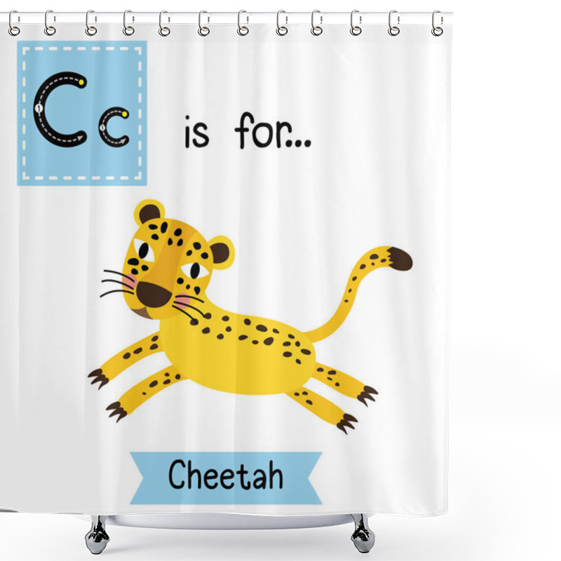 Personality  Letter C Tracing. Jumping Cheetah Shower Curtains