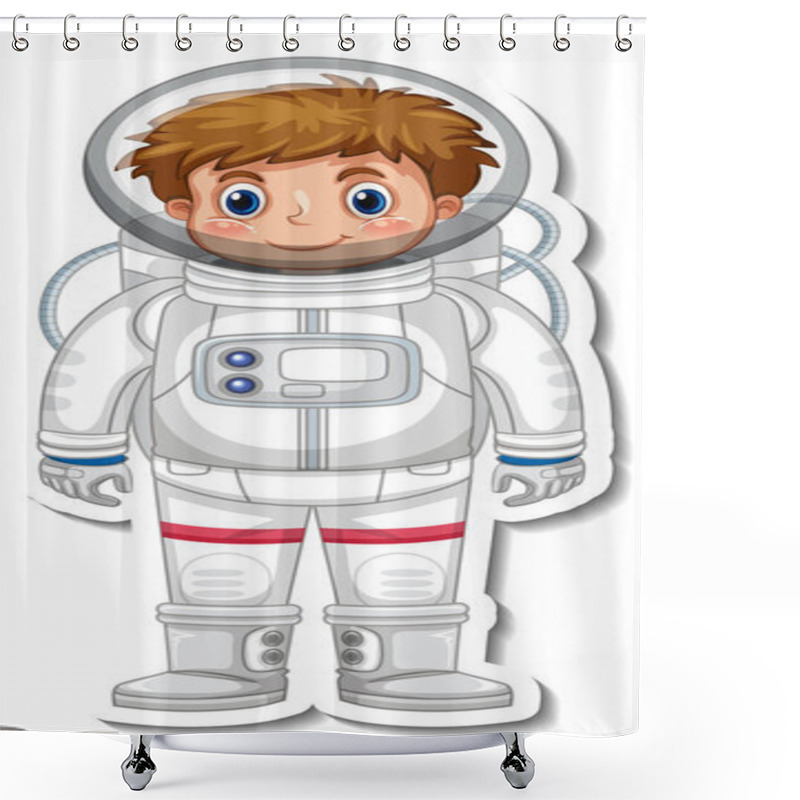 Personality  Astronaut Or Spaceman Cartoon Character In Sticker Style Illustration Shower Curtains