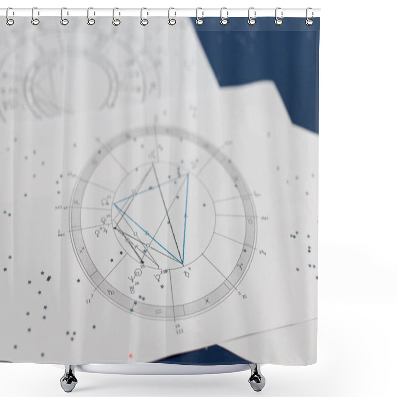 Personality  Astrological Natal Chart On A Blue Background Shower Curtains