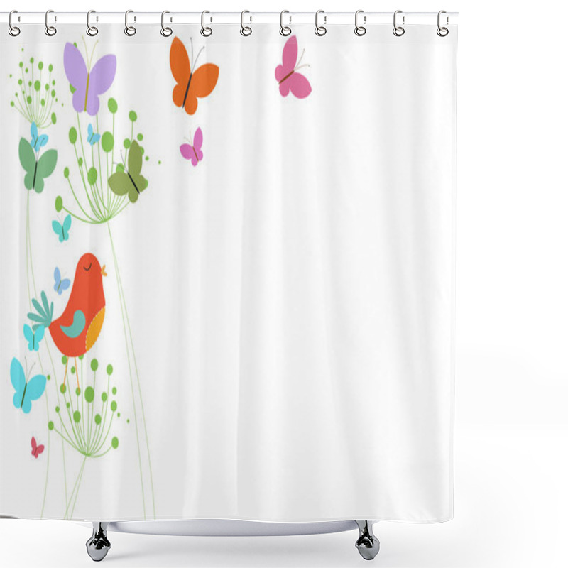 Personality  Bird With Heart And Dandelions Shower Curtains