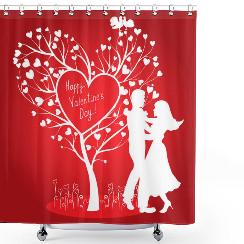 Personality  Greating Valentines Card With Dancing Couple Shower Curtains