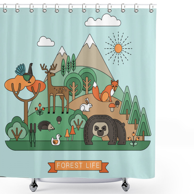 Personality  Vector Illustration Of Forest Life. Shower Curtains