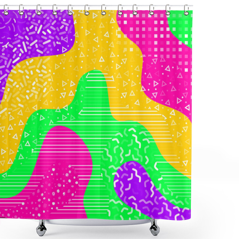 Personality  Bright Memphis 80s Style Background Shower Curtains