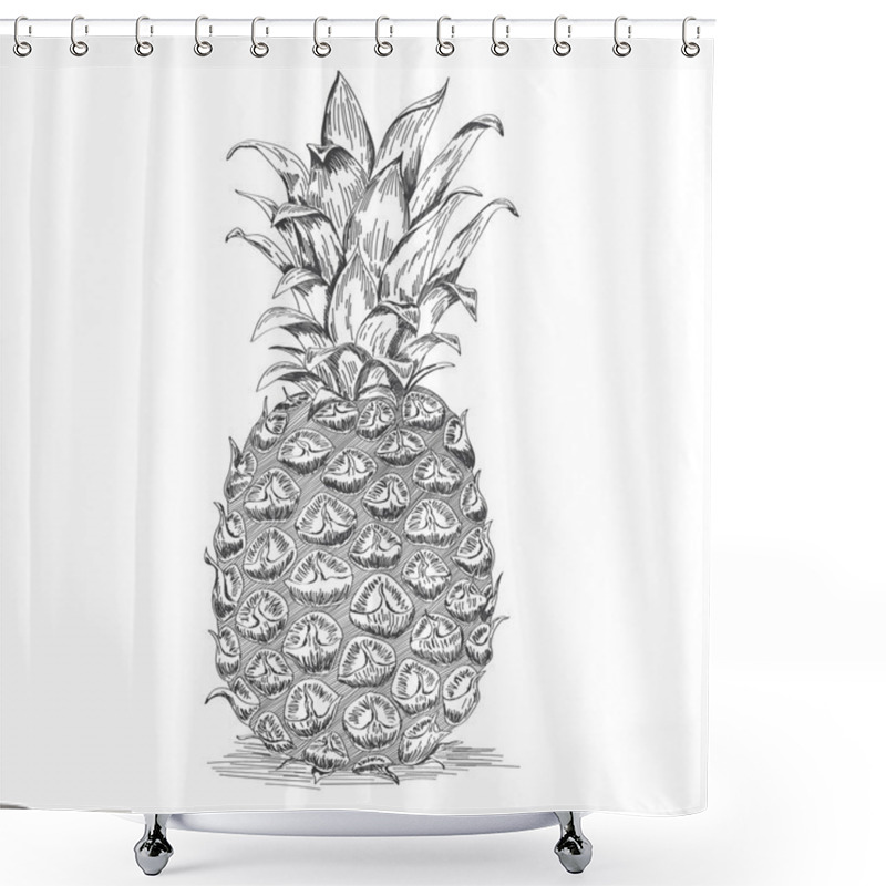 Personality  Sketch Of Ripe Pineapple. Shower Curtains