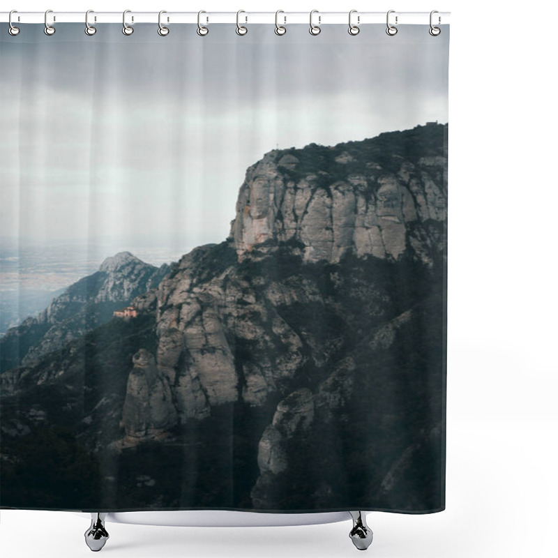 Personality  Stunning Mountain Landscape Under A Dramatic Cloudy Sky, Capturing The Raw Beauty And Grandeur Of Nature Shower Curtains