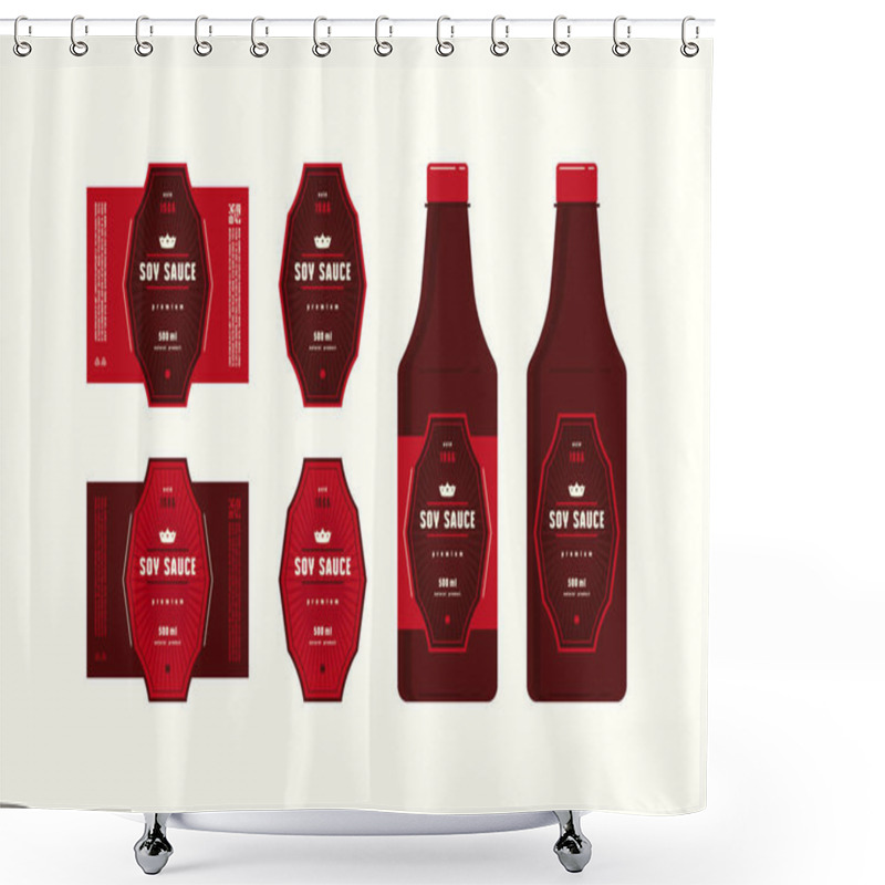 Personality  Set Of Templates Label For Soy Sauce Shower Curtains