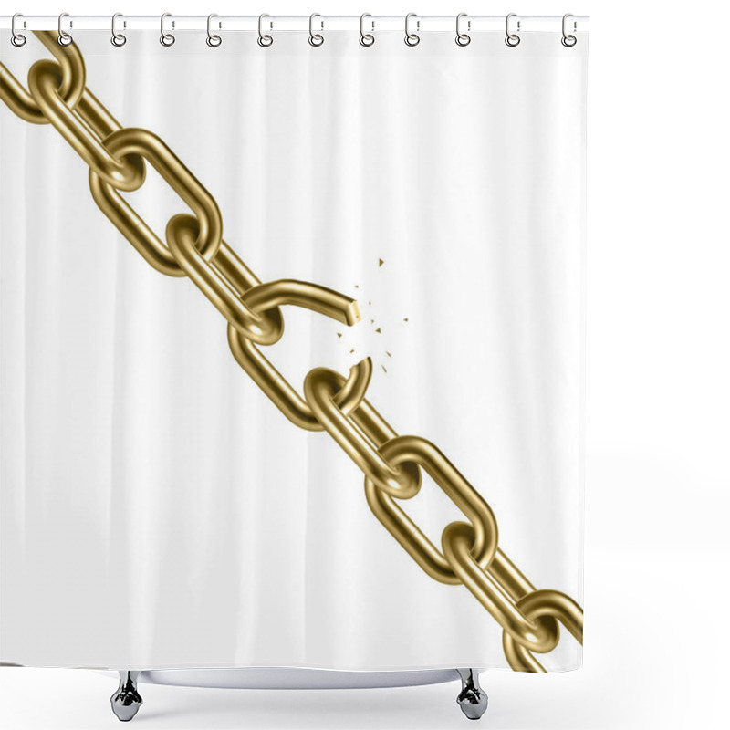 Personality  Metal Golden Broken Chain 3D. Freedom Concept. Vector Illustrati Shower Curtains