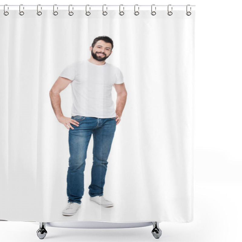 Personality  Handsome Young Bearded Man  Shower Curtains