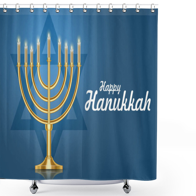 Personality  Jewish Holiday Hanukkah Background With Menorah And Burning Candles. EPS10 Vector Shower Curtains