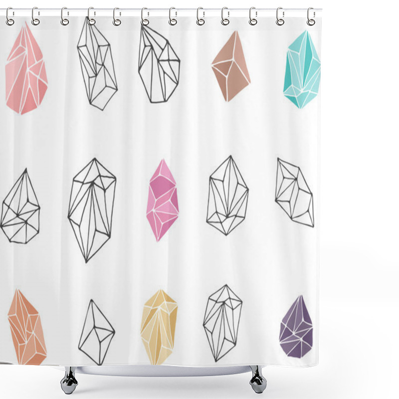 Personality  Crystals - Hand Drawn Elements Shower Curtains