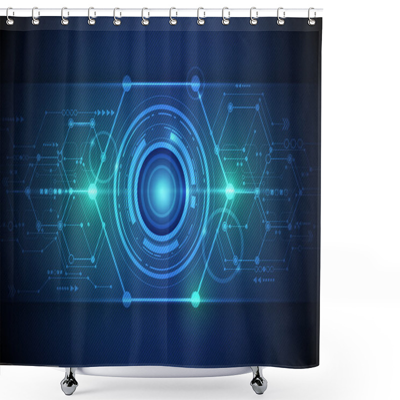 Personality  Vector Abstract Futuristic Eyeball On Circuit Board Shower Curtains