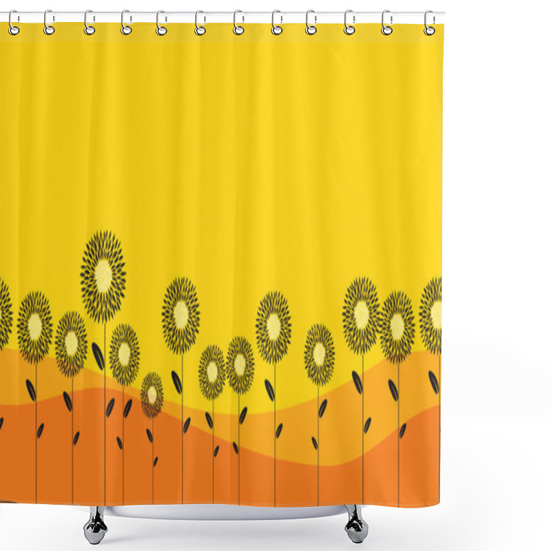 Personality  Abstract Sunflowers Seamless Horizontal Pattern Shower Curtains