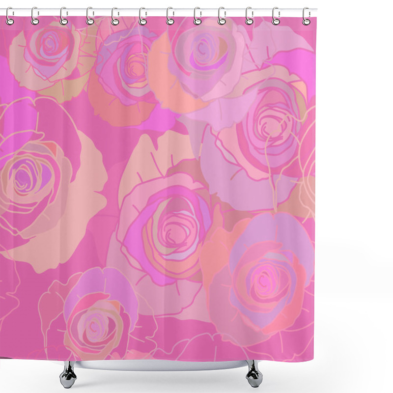 Personality  Seamless Texture Background Pattern Of Pink Roses Shower Curtains