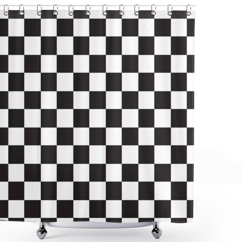 Personality  Checkerboard Seamless Pattern. Black And White Abstract, Geometric Infinite Background. Square Repeating Texture. Modern Sport Checker Backdrop, Wallpaper, Paper. Vector Illustration. Shower Curtains