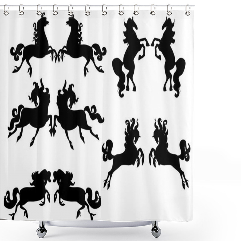 Personality  Horse Silhouettes Couples Shower Curtains