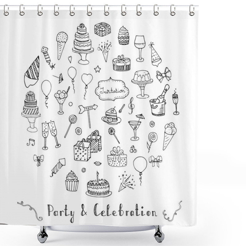 Personality  Elements And Sweets For Party And Celebration Shower Curtains