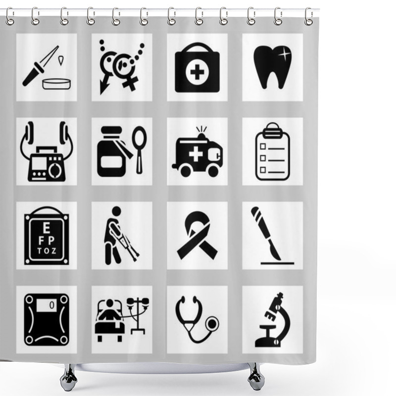 Personality  Medical Related Vector Icons Set Shower Curtains