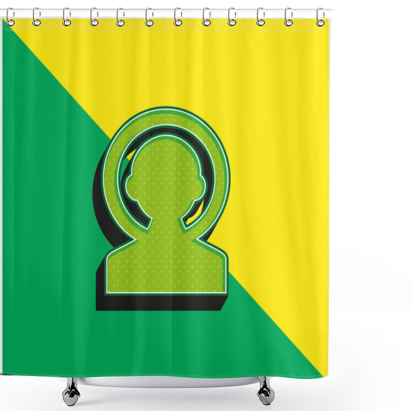 Personality  Astronaut Green And Yellow Modern 3d Vector Icon Logo Shower Curtains