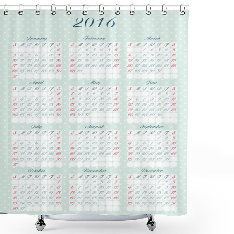 Personality  Calendar With Caligraphic Letters And Numbers Shower Curtains