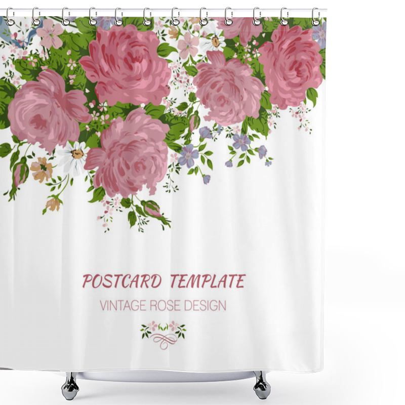 Personality  Wedding Card Or Invitation With Abstract Floral Background. Shower Curtains