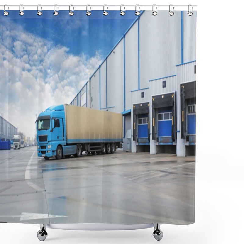 Personality  Unloading Cargo Truck At Warehouse Building Shower Curtains