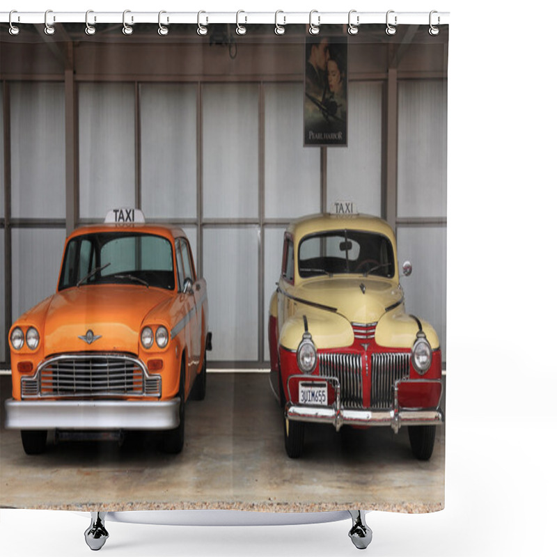 Personality  Retro Taxi Cars Shower Curtains