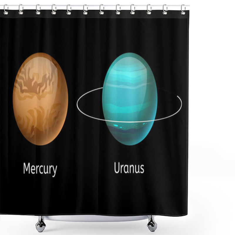 Personality  High Quality Mercury Galaxy Astronomy Uranus Planet Science Globe Cosmos Star Vector Illustration. Shower Curtains