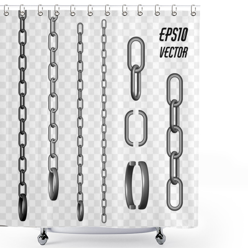 Personality  Set Of Metal Chain Links Isolated. Vector Illustration Shower Curtains