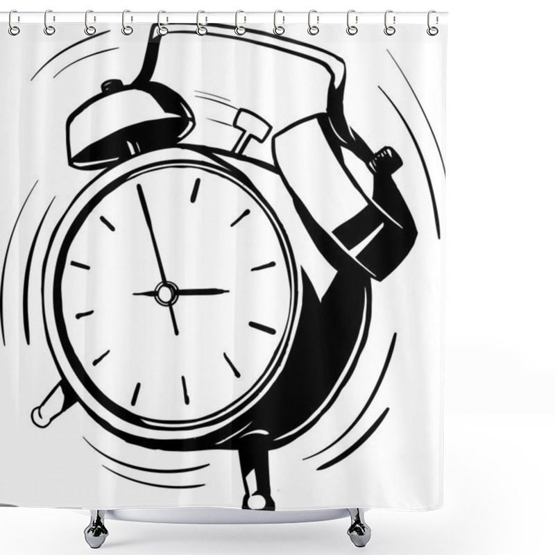 Personality  Bouncing Alarm Clock With A Ringing Bell Shower Curtains