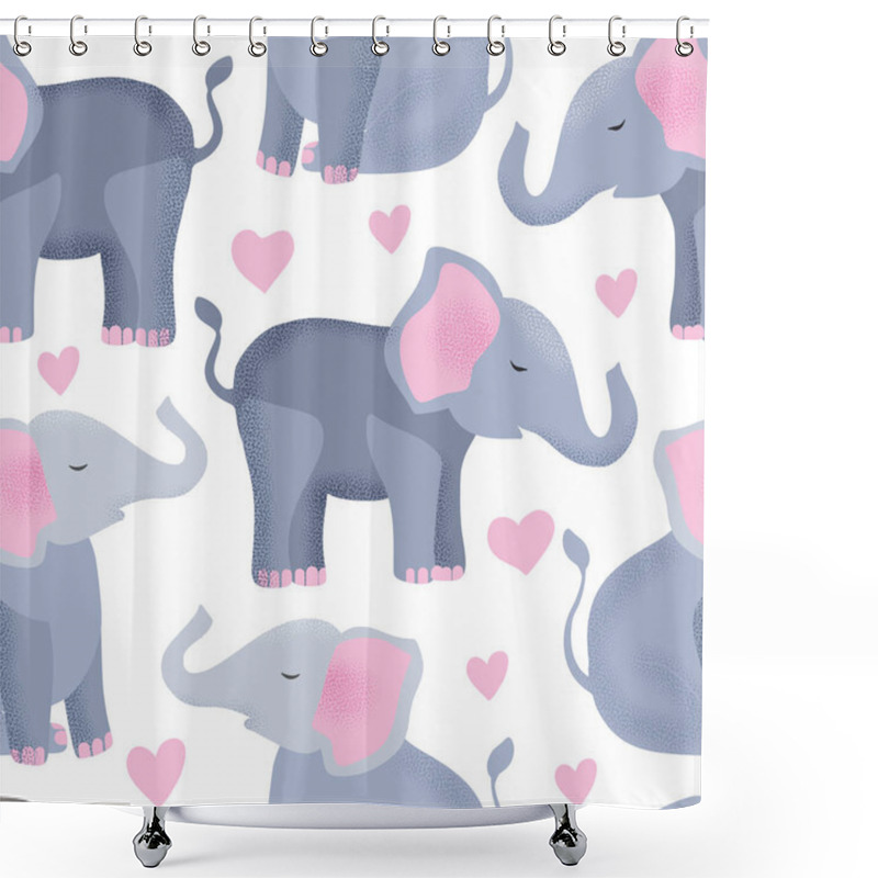 Personality  Vector Textured Elephant Seamless Pattern. Shower Curtains