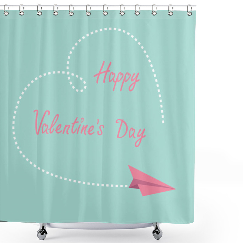 Personality  Flying Paper Plane. Dash Heart In The Sky. Happy Valentines Day Card. Shower Curtains