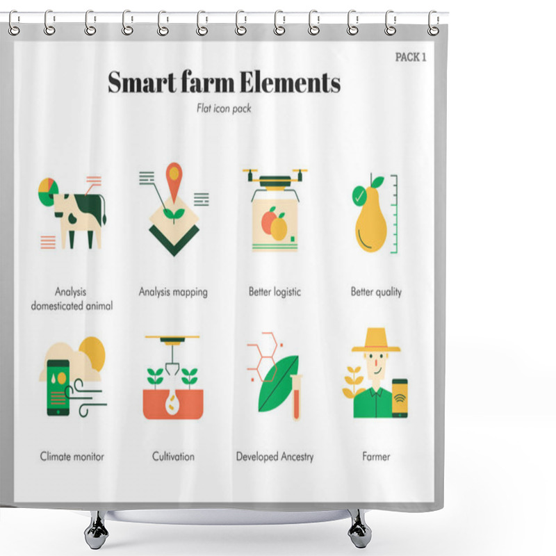 Personality  Smart Farm Elements Flat Pack Shower Curtains