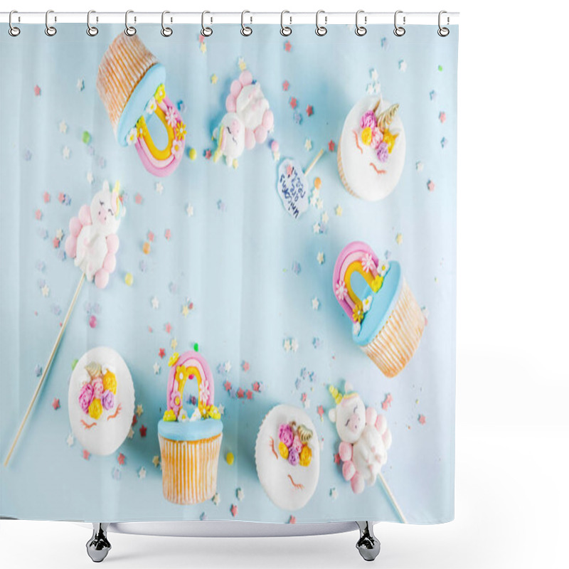 Personality  Cute Unicorn Cupcakes Shower Curtains