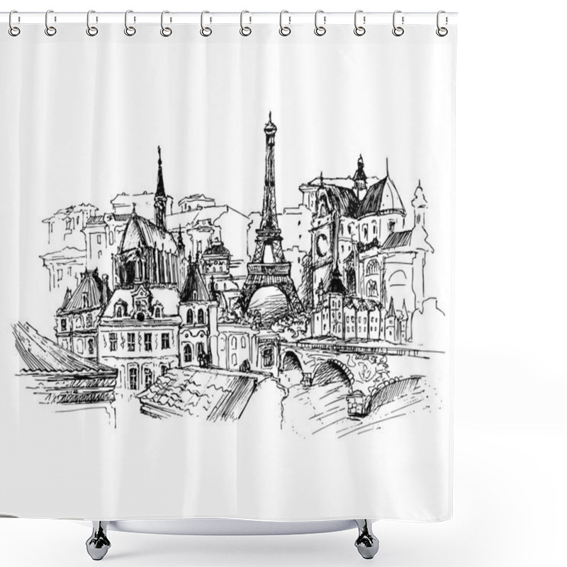 Personality  Paris, Vector Illustration Shower Curtains