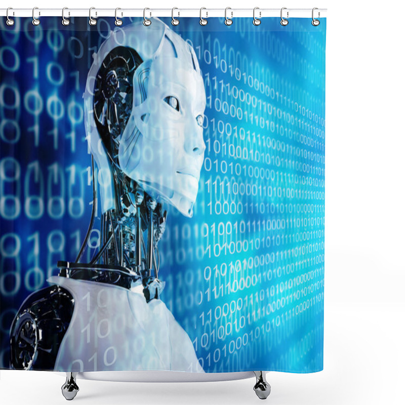 Personality  Computer Robot Background Shower Curtains