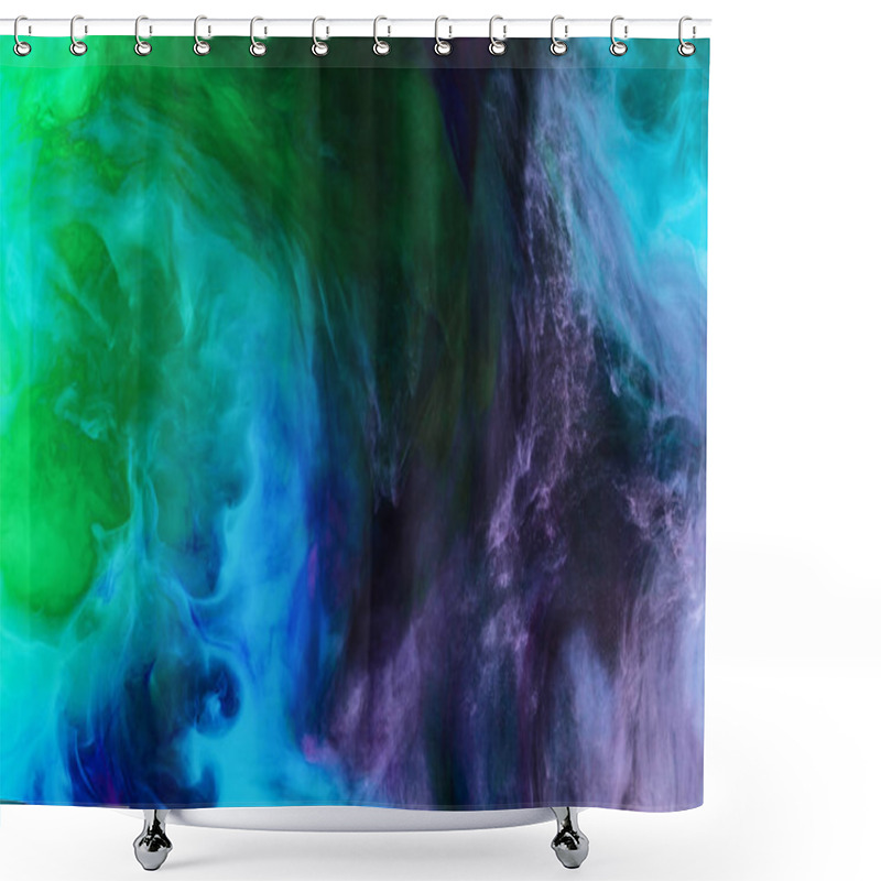 Personality  Creative Background With Blue, Purple And Green Paint Swirls Looks Like Space Shower Curtains