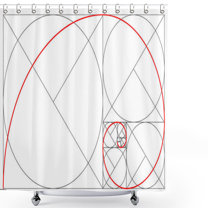 Personality  Minimalistic Style Design. Golden Ratio. Geometric Shapes. Circles In Golden Proportion. Futuristic Design. Logo. Vector Icon. Abstract Vector Background Shower Curtains